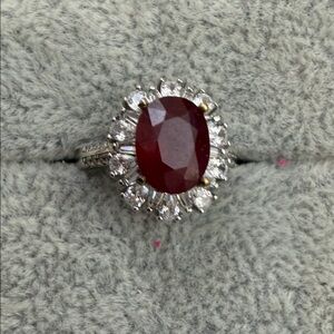 Elegant Silver and Red Ruby Ring